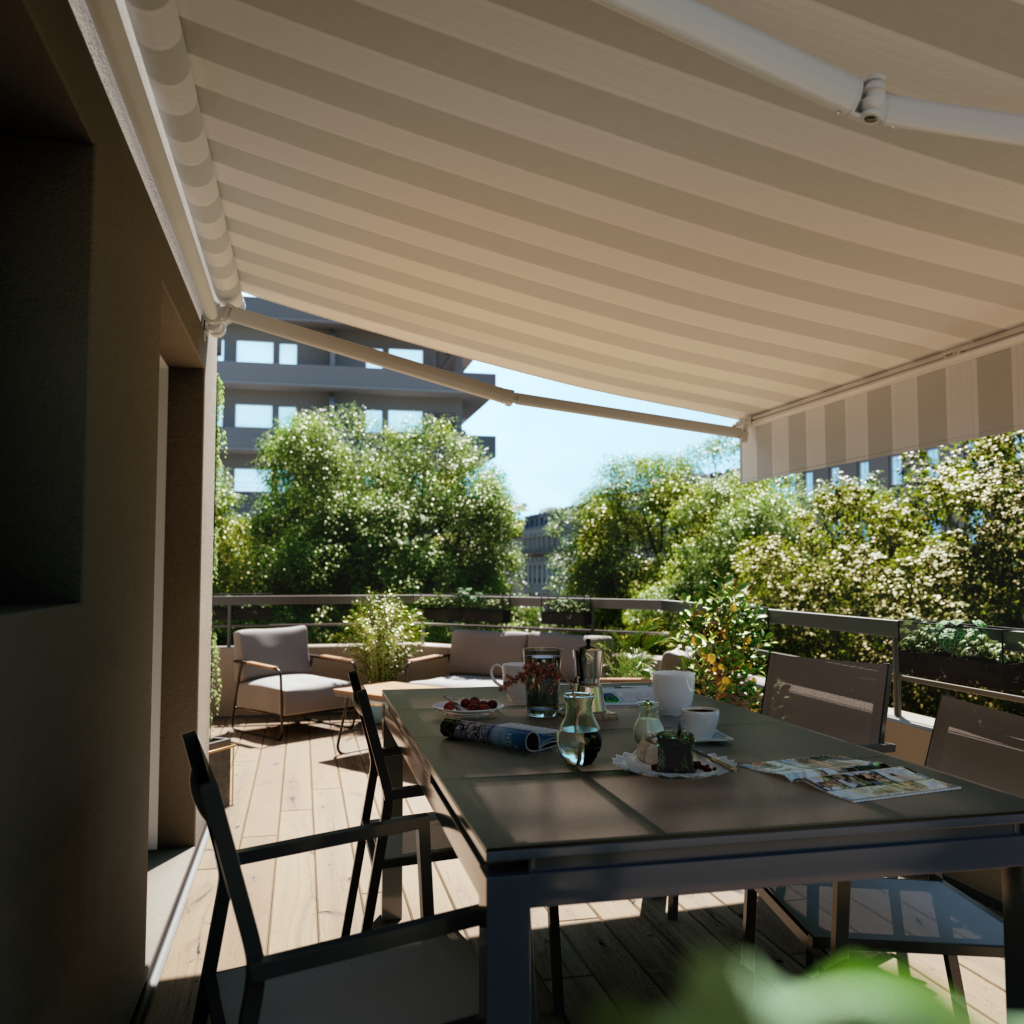 Store banne manuel calima blanc / gris