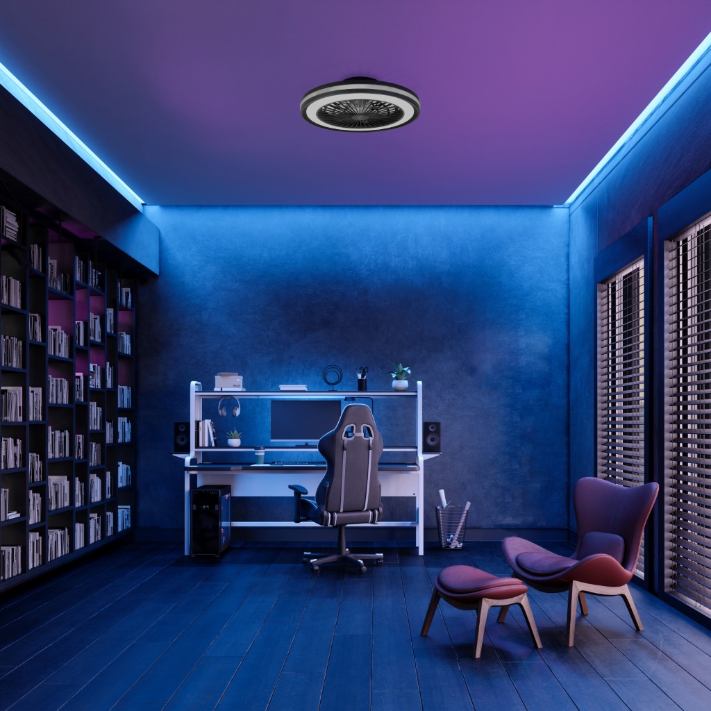 Ventilateur de plafond led gamer noir
